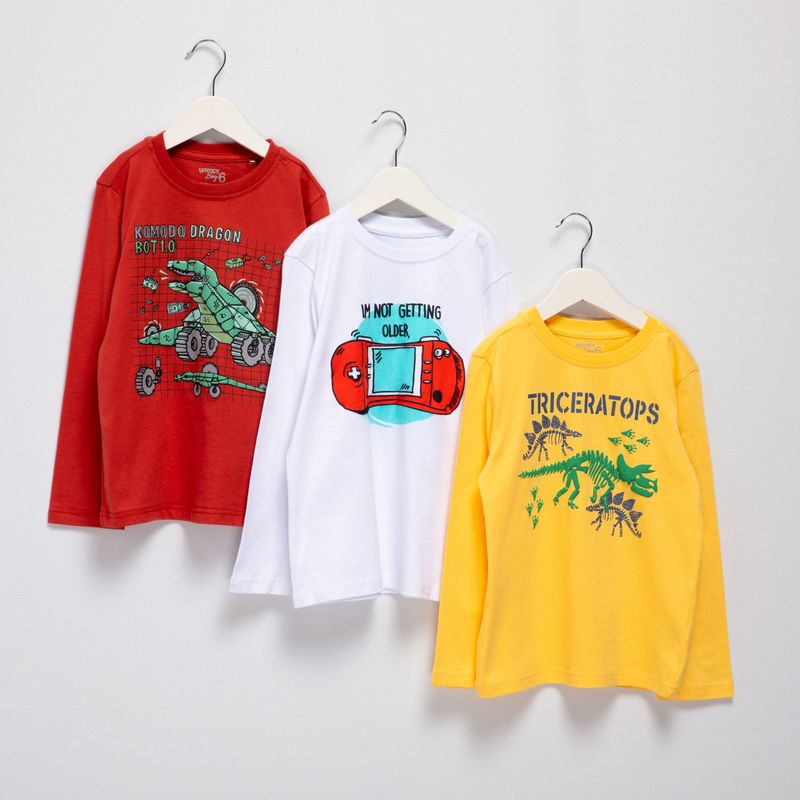 YAMP - Camiseta Niño Pack de 3 unidades con Estampado Manga larga de Algodón Yamp
