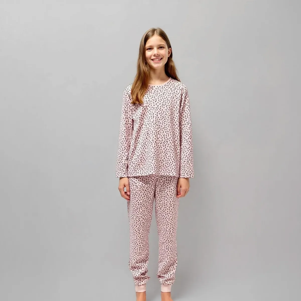 ELV - Pijama para Niña 2 piezas Cintura elásticada Manga larga de Algodón ELV