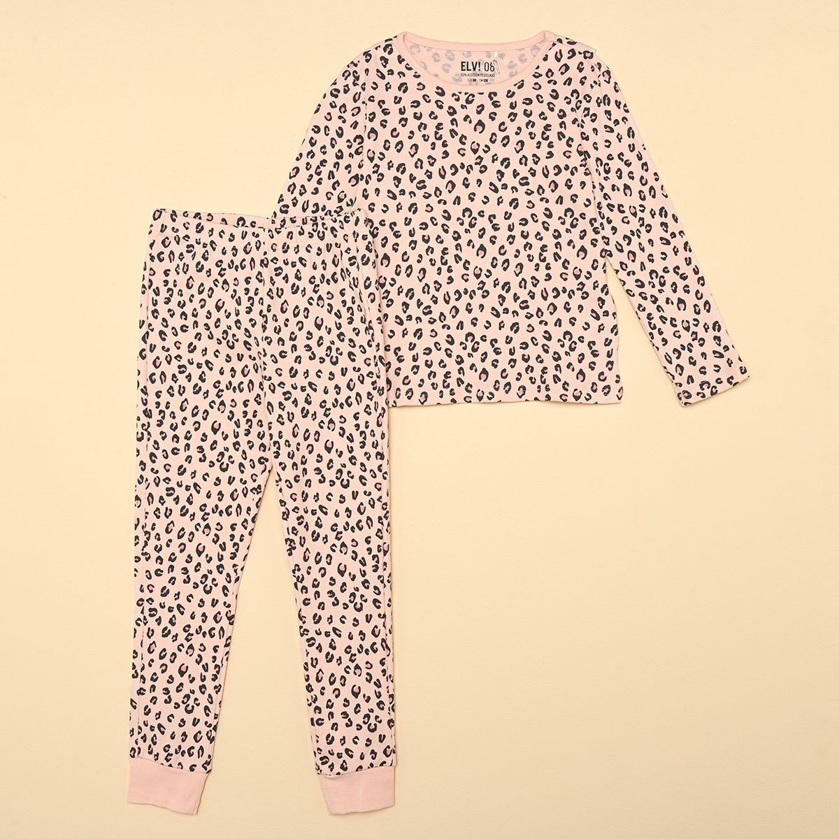 ELV - Pijama para Niña 2 piezas Cintura elásticada Manga larga de Algodón ELV