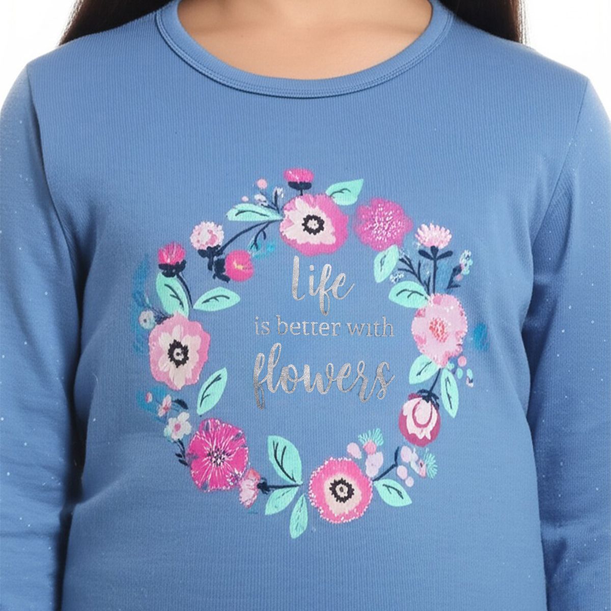 ELV - Pijama para Niña 2 piezas Cintura elásticada Manga larga de Algodón ELV