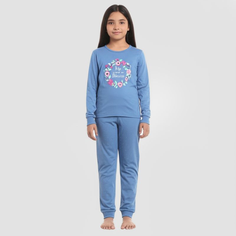 ELV - Pijama para Niña 2 piezas Cintura elásticada Manga larga de Algodón ELV
