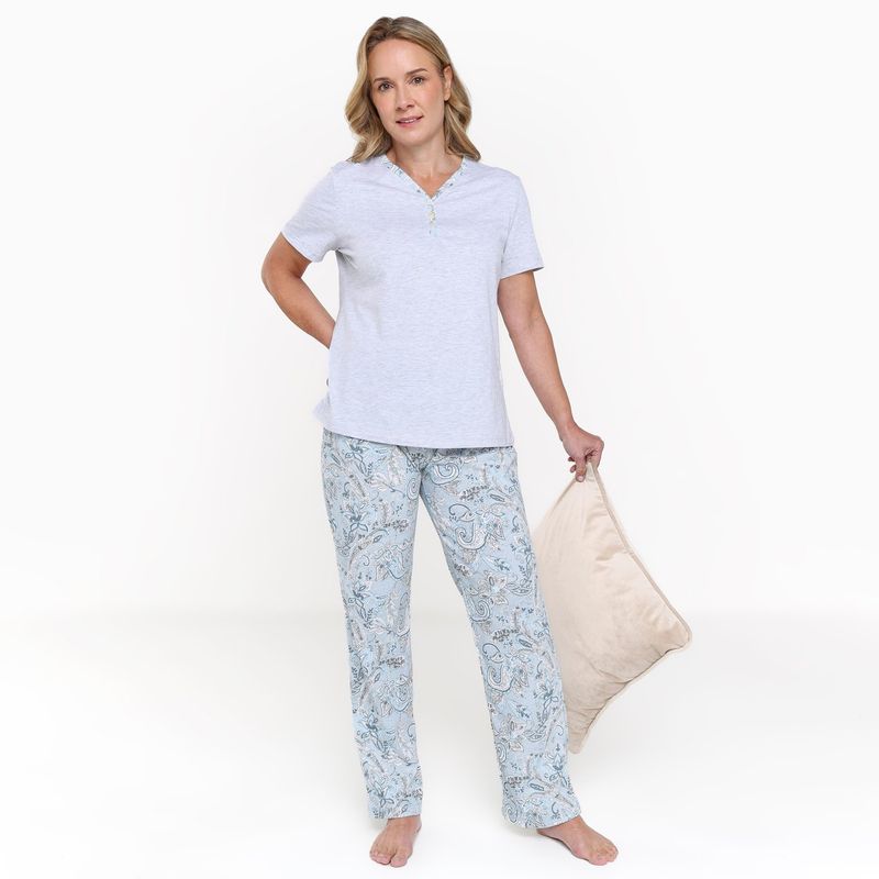 SOUTHLAND - Conjunto de pijama con pantalón Mujer Largo Manga corta de Algodón Southland