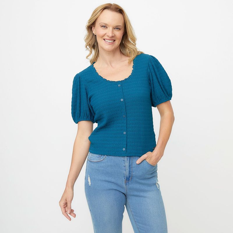 NEWPORT - Blusa Mujer Manga corta globo Newport