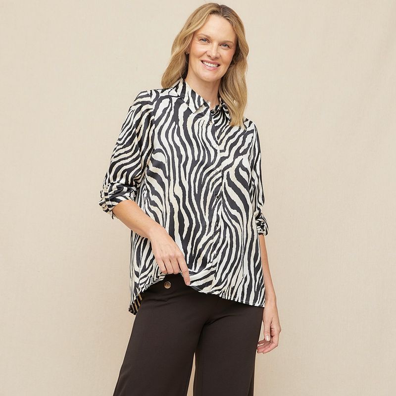 SOUTHLAND - Camisa Mujer Manga larga de Satín Southland