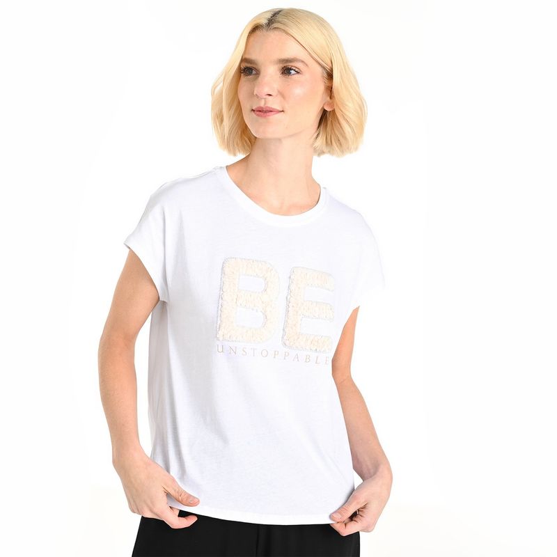 UNIVERSITY CLUB - Camiseta Mujer con Estampado Manga corta de Algodón University Club
