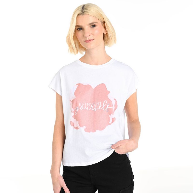 UNIVERSITY CLUB - Camiseta Mujer con Estampado Manga corta de Algodón University Club