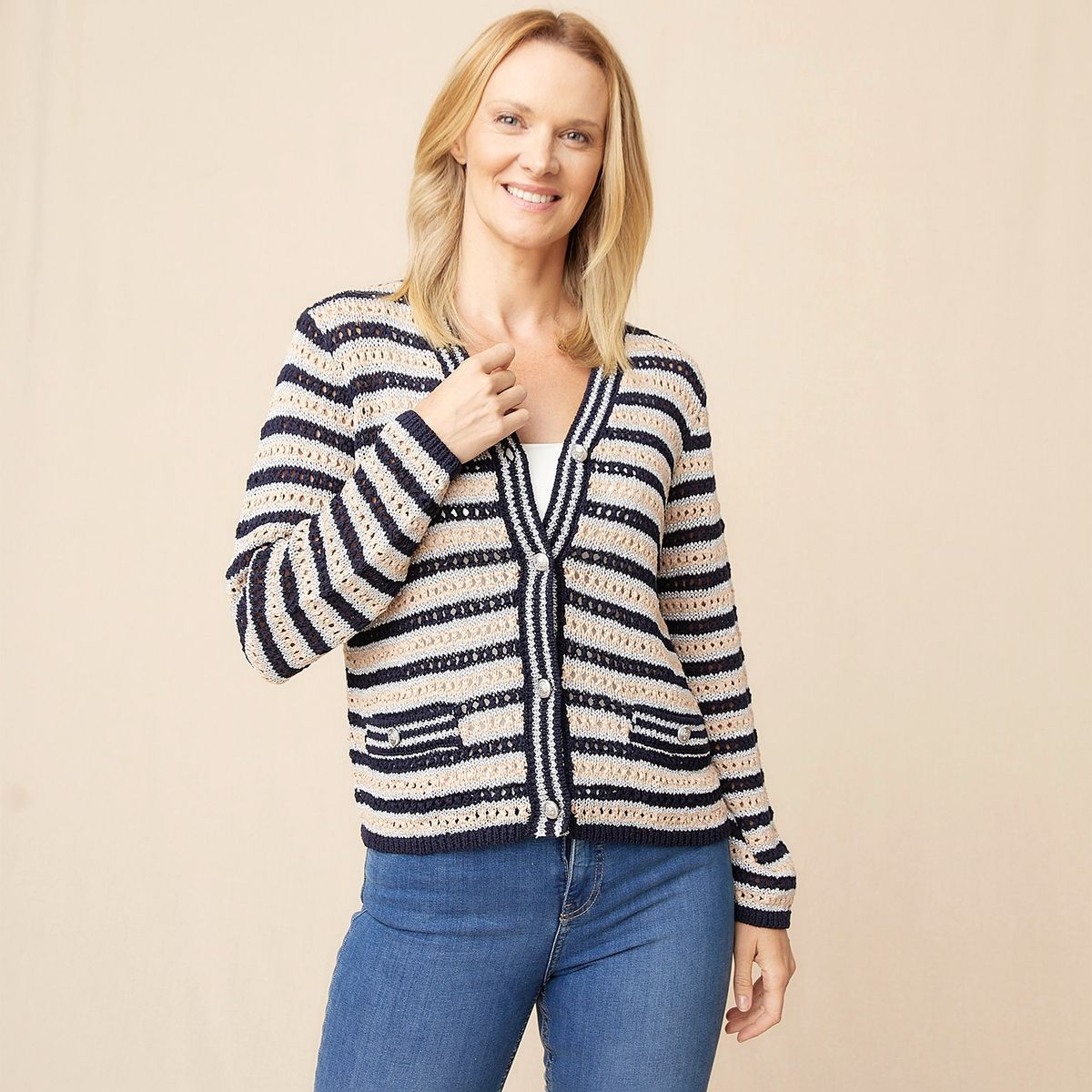 SOUTHLAND - Cardigan Mujer Tejido de Algodón Southland