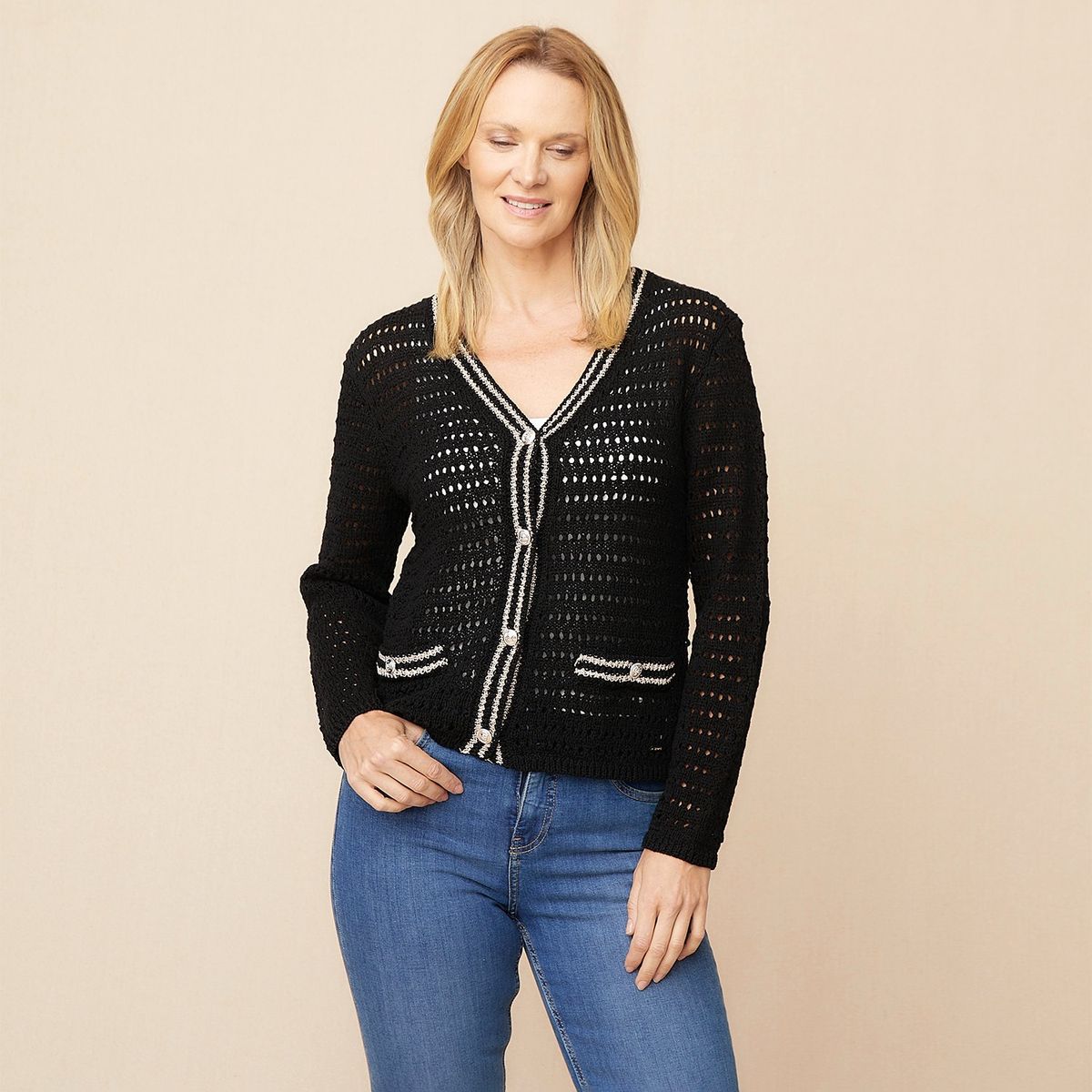 SOUTHLAND - Cardigan Mujer Tejido de Algodón Southland