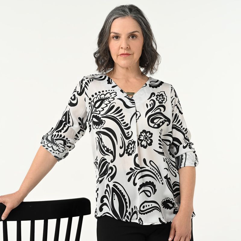 SOUTHLAND - Blusa Mujer Manga larga Satín Southland
