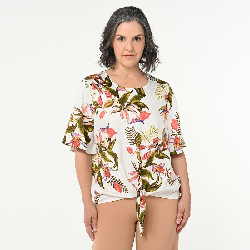 SOUTHLAND - Blusa Mujer Anudada Manga corta Southland