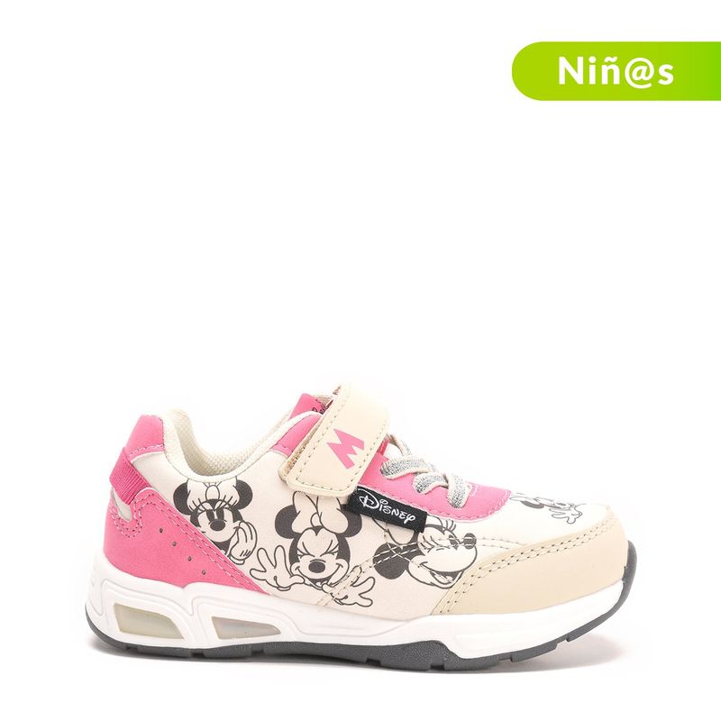 DISNEY - Tenis con luces Minnie Mouse Disney Niña con Velcro