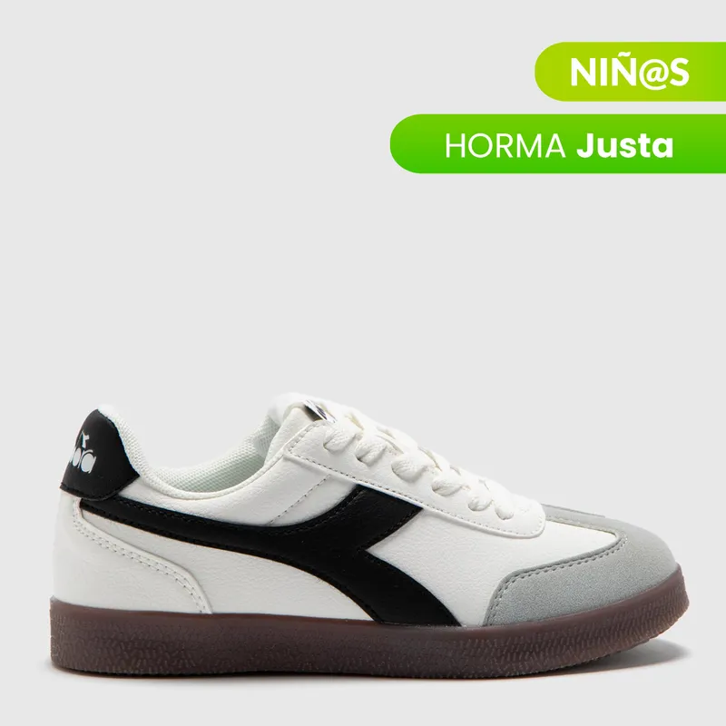 DIADORA - Tenis moda Diadora Bamtelon J Niño Blancos Horma Justa 