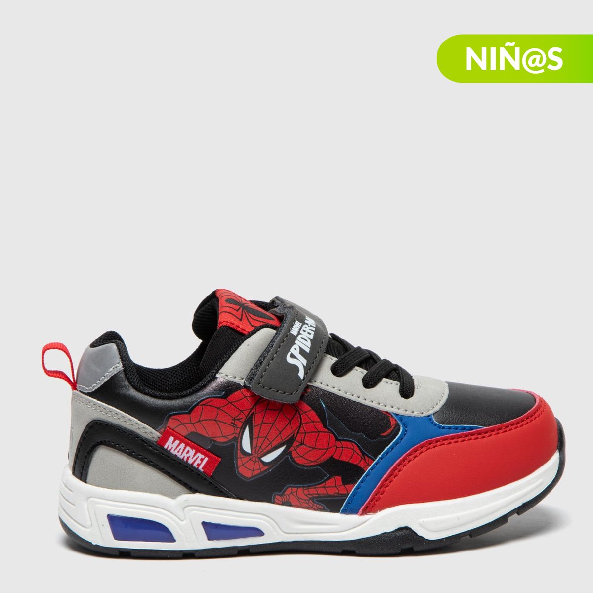 MARVEL - Tenis con luces Spider-Man Marvel Niño con Velcro