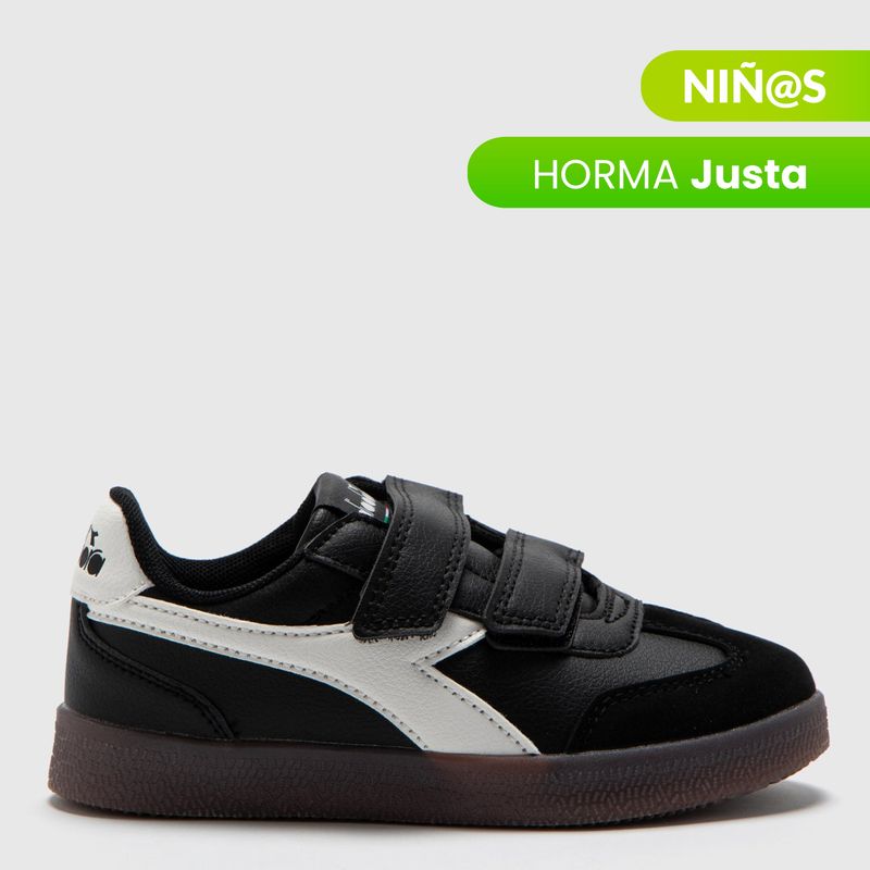 DIADORA - Tenis moda Diadora Bamtelon K Niño con Velcro Negros Horma Justa  