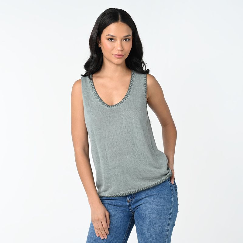 UNIVERSITY CLUB - Blusa Mujer con Bordado Sin mangas University Club