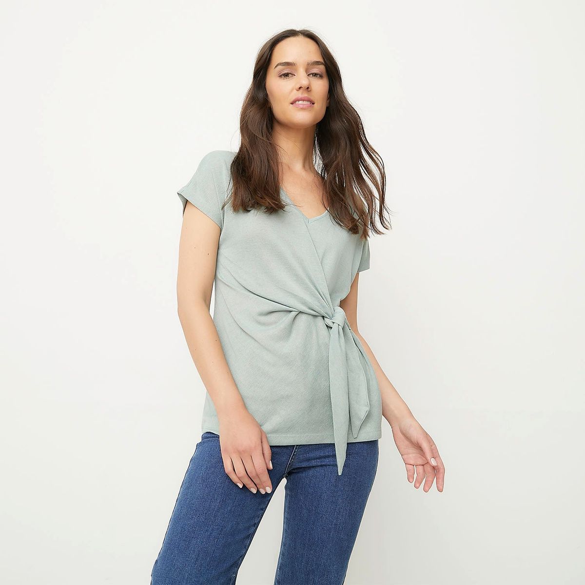 UNIVERSITY CLUB - Blusa Mujer Anudada Manga corta University Club