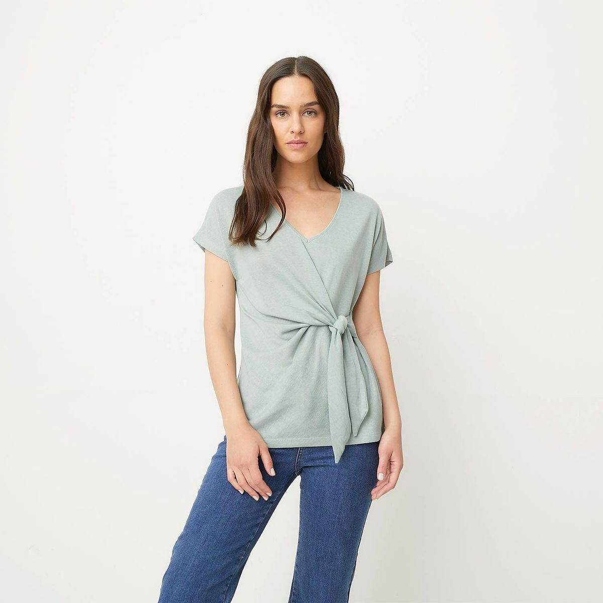 UNIVERSITY CLUB - Blusa Mujer Anudada Manga corta University Club