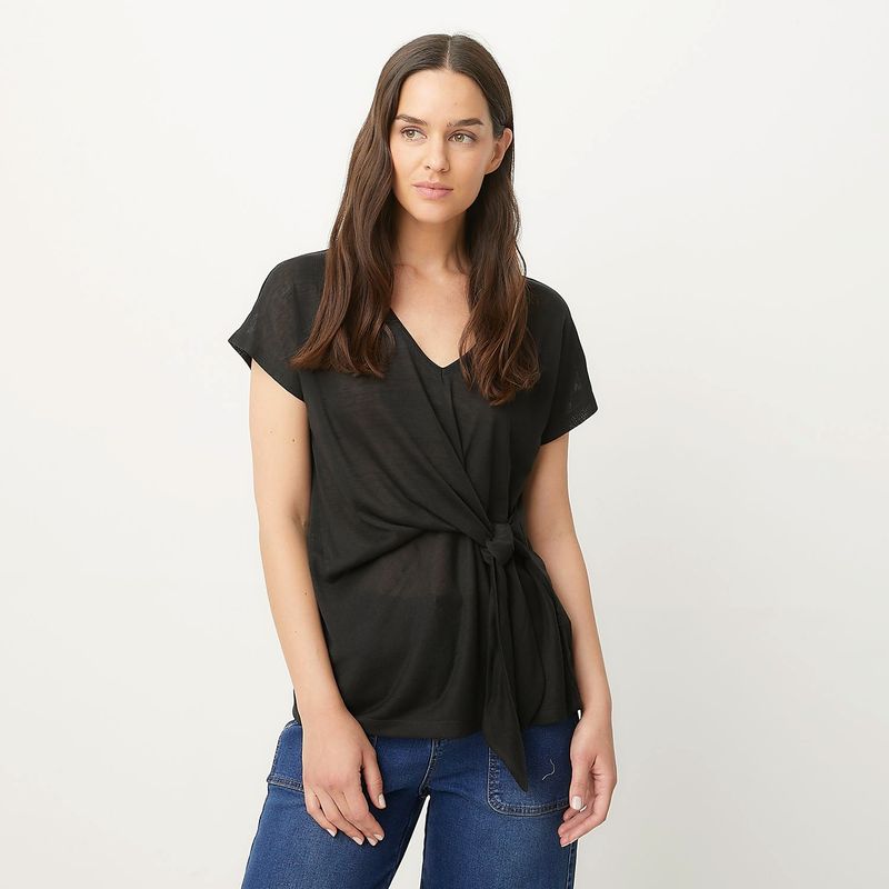 UNIVERSITY CLUB - Blusa Mujer Anudada Manga corta University Club
