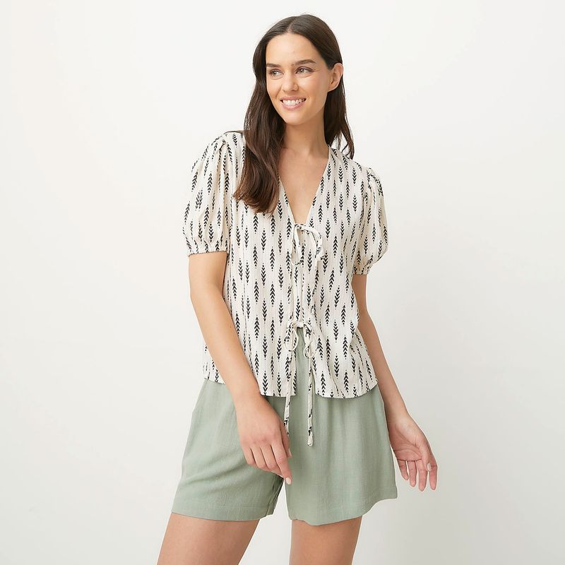 UNIVERSITY CLUB - Blusa Mujer con Estampado Manga corta globo University Club