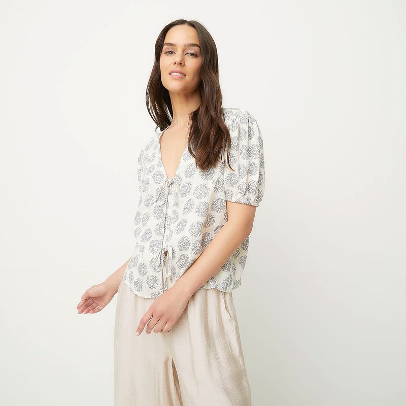 UNIVERSITY CLUB - Blusa Mujer con Estampado Manga corta globo University Club