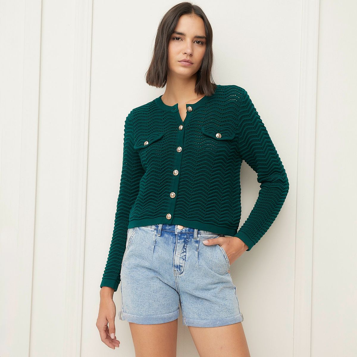 BASEMENT - Cardigan Mujer Tejido de Algodón Basement