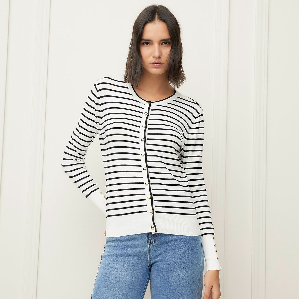 BASEMENT - Cardigan Mujer de Rayas Basement