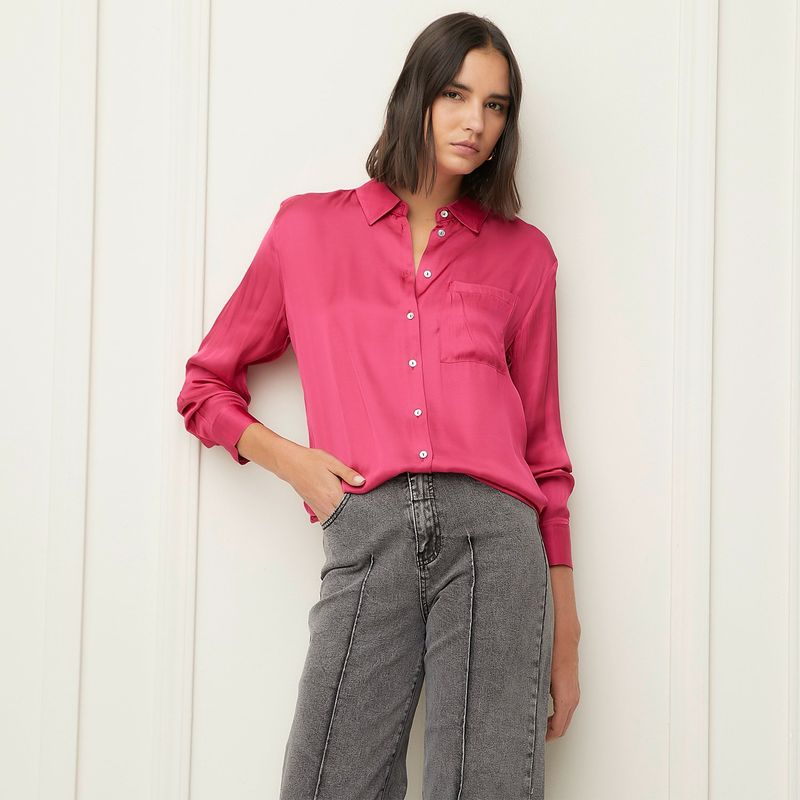 BASEMENT - Blusa Mujer Manga larga de Satín Basement