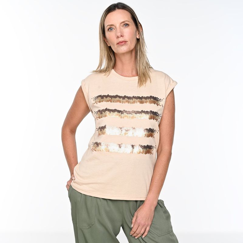 SOUTHLAND - Camiseta Mujer Brillante Manga corta de Algodón Southland