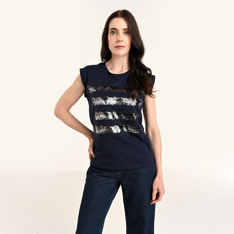 SOUTHLAND - Camiseta Mujer Brillante Manga corta de Algodón Southland