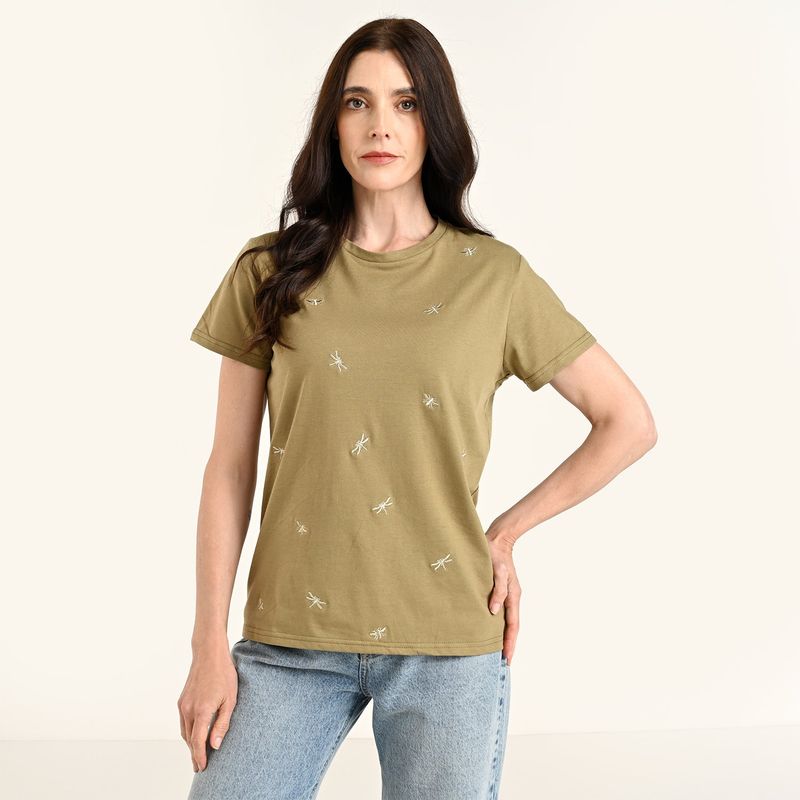 SOUTHLAND - Camiseta Mujer con Estampado Manga corta de Algodón Southland
