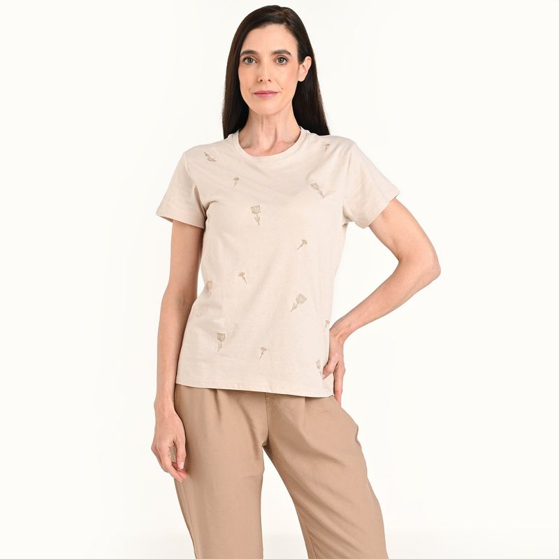 SOUTHLAND - Camiseta Mujer con Estampado Manga corta de Algodón Southland