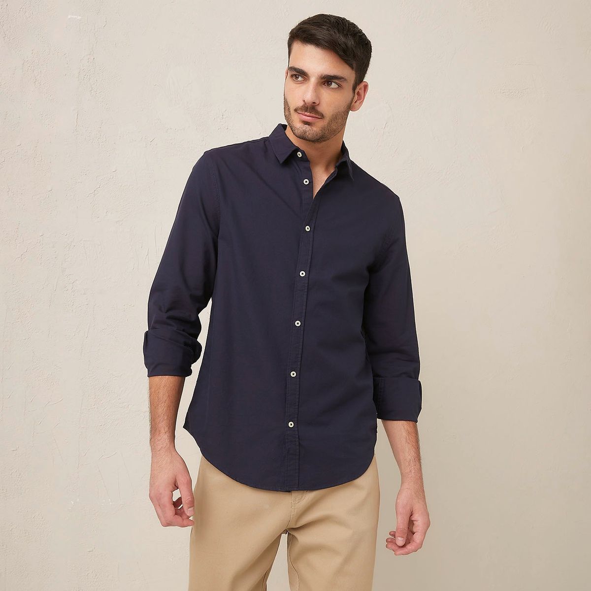 BASEMENT - Camisa Hombre Manga larga Slim Basement