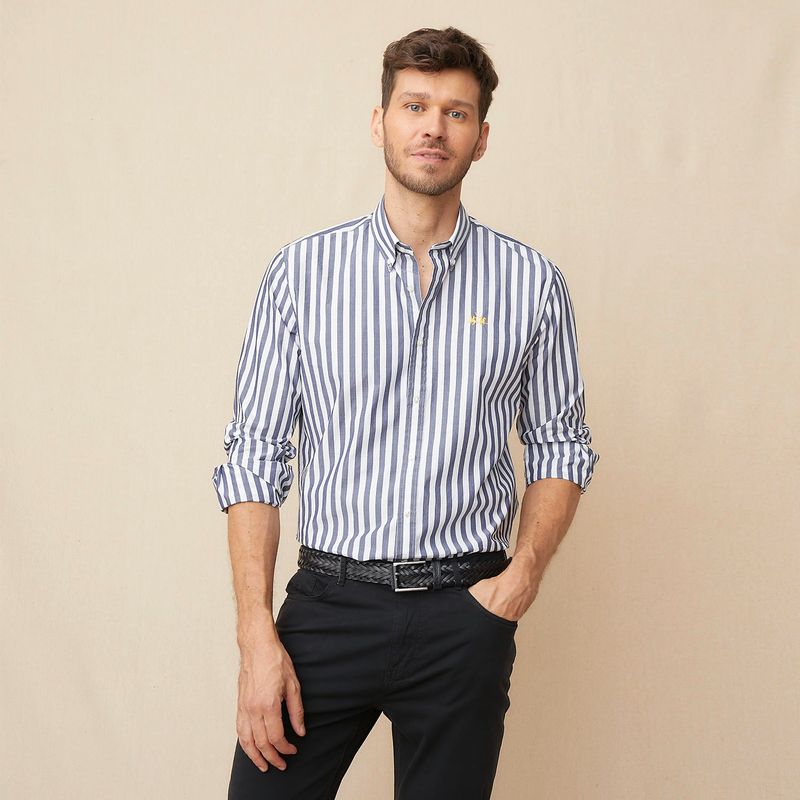 LA MARTINA - Camisa Hombre de Rayas Manga larga Recto de Algodón La Martina