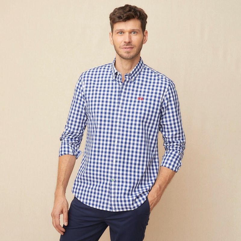 LA MARTINA - Camisa Hombre de Cuadros Manga larga Recto de Algodón La Martina