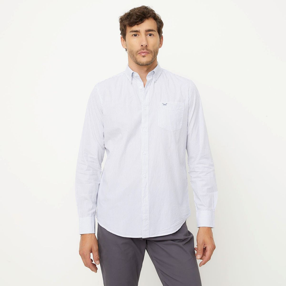 UNIVERSITY CLUB - Camisa Hombre de Rayas Manga larga Recto de Algodón University Club