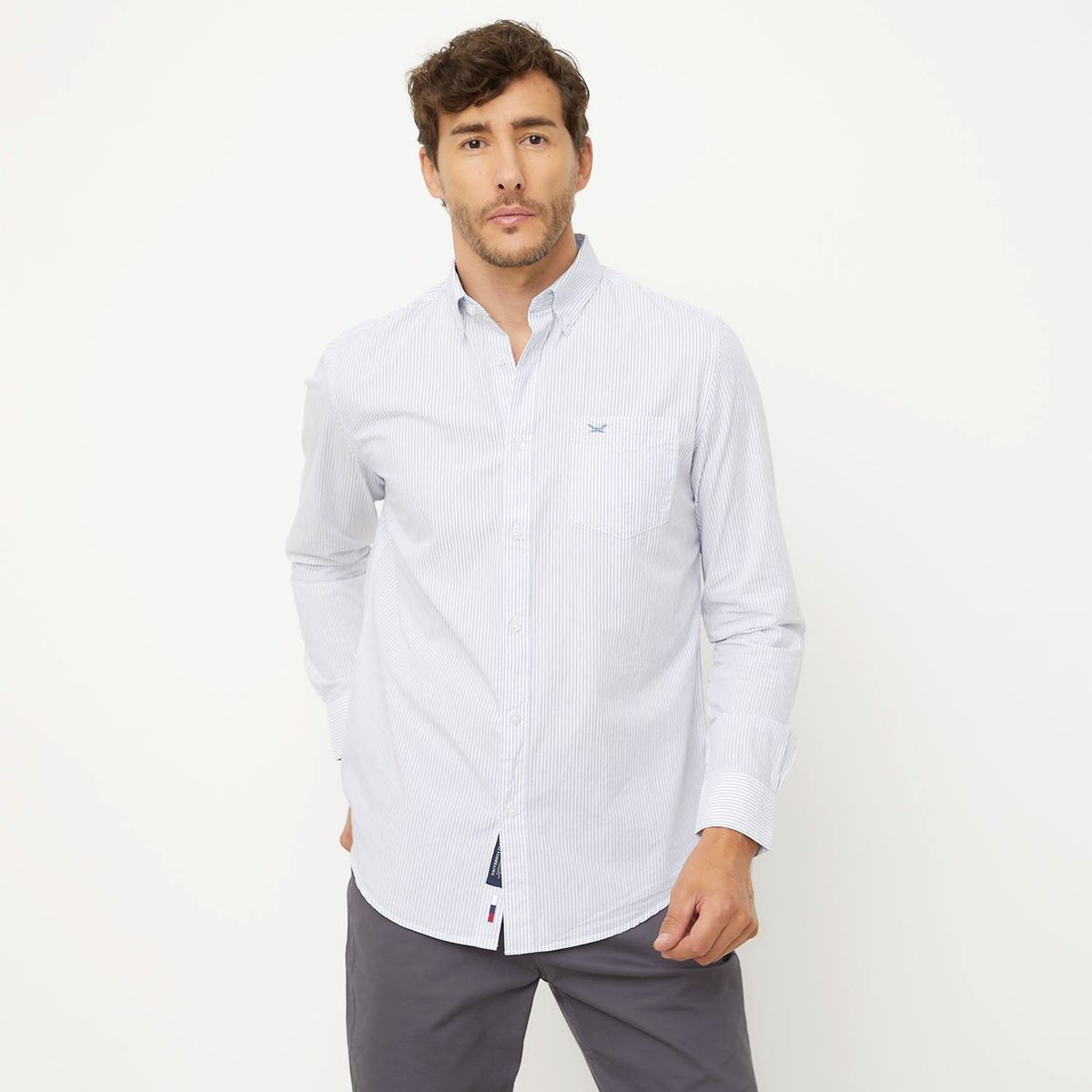 UNIVERSITY CLUB - Camisa Hombre de Rayas Manga larga Recto de Algodón University Club