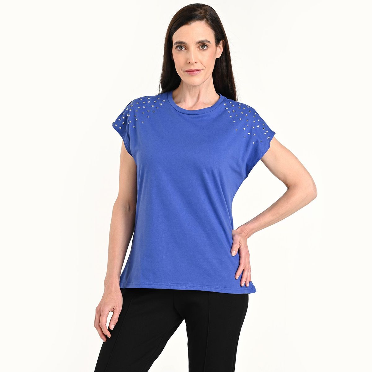 SOUTHLAND - Camiseta Mujer con Taches Manga corta de Algodón Southland