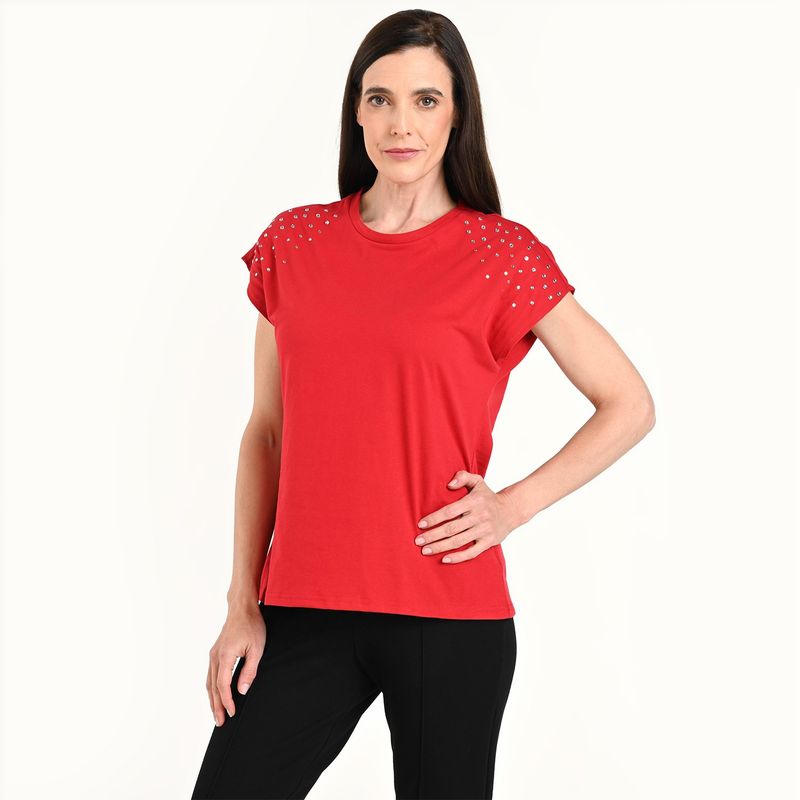 SOUTHLAND - Camiseta Mujer con Taches Manga corta de Algodón Southland