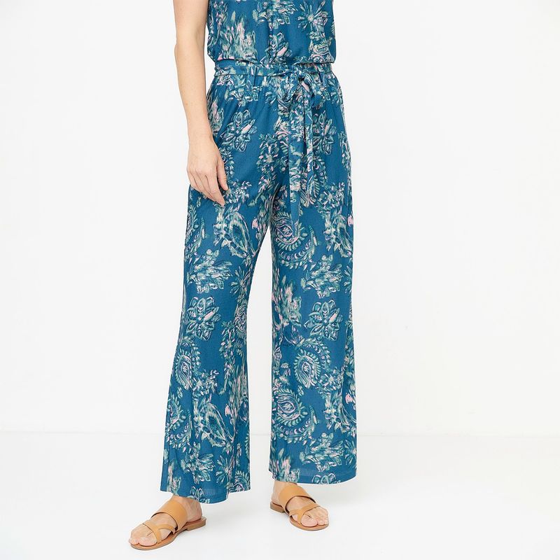 NEWPORT - Pantalón Palazzo Mujer con Estampado Newport