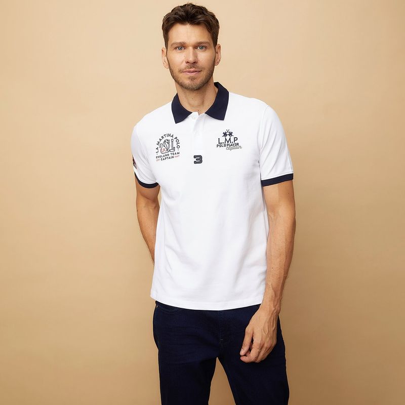 LA MARTINA - Camiseta polo Hombre Manga corta con Estampado de Algodón La Martina