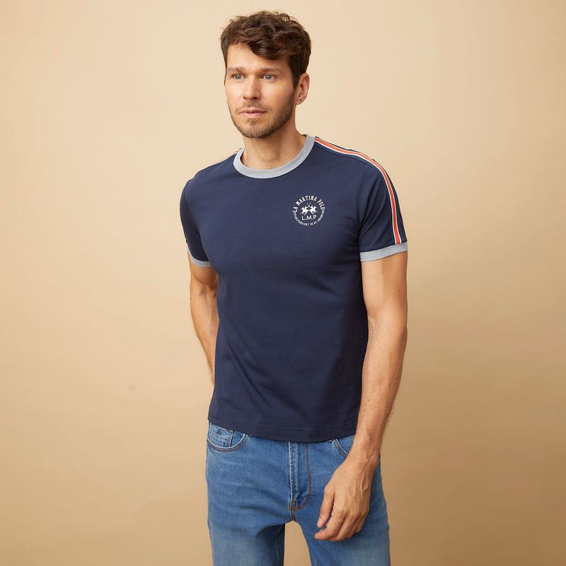LA MARTINA - Camiseta Hombre Manga corta con Logo de Algodón La Martina