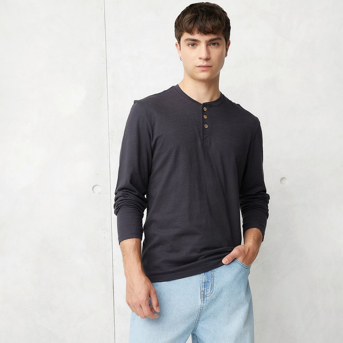 BEARCLIFF - Camiseta Hombre Manga larga de Algodón Bearcliff