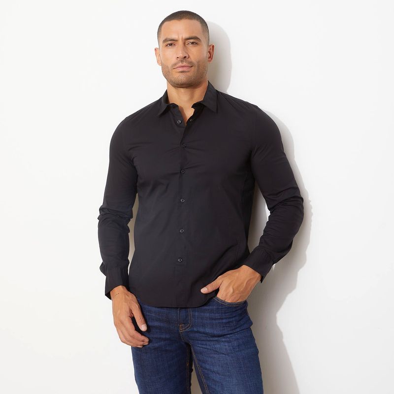 MOSSIMO - Camisa Hombre Manga larga Slim de Algodón Mossimo