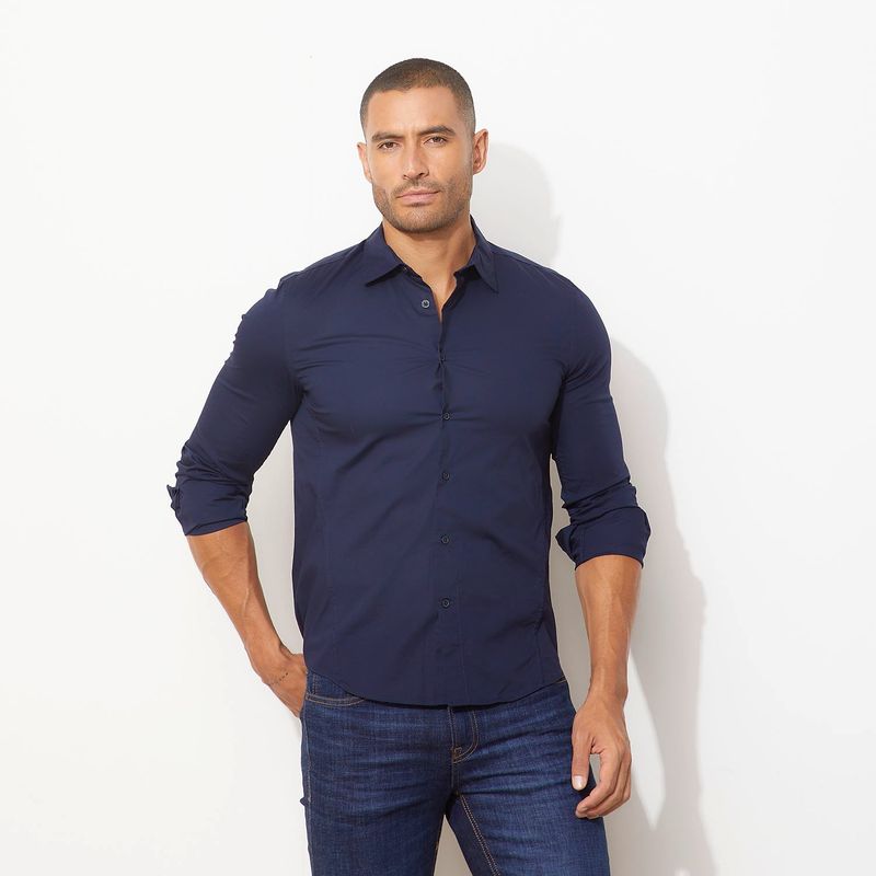 MOSSIMO - Camisa Hombre Manga larga Slim de Algodón Mossimo