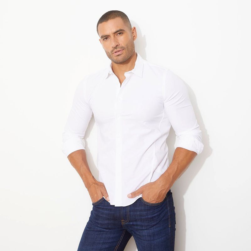 MOSSIMO - Camisa Hombre Manga larga Slim de Algodón Mossimo