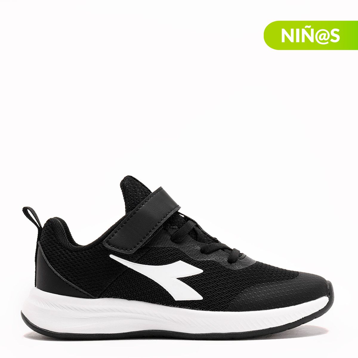 DIADORA - Tenis moda Diadora Solton K Niño con Velcro color Negro
