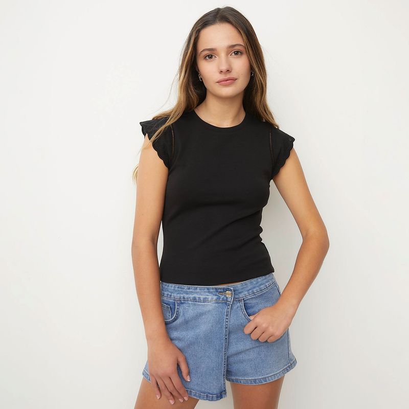 SYBILLA - Blusa Mujer con Bordado Manga corta de Algodón Sybilla 