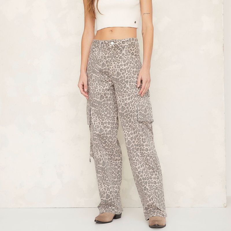 DENIMLAB - Pantalón Cargo Mujer Tiro medio Denimlab