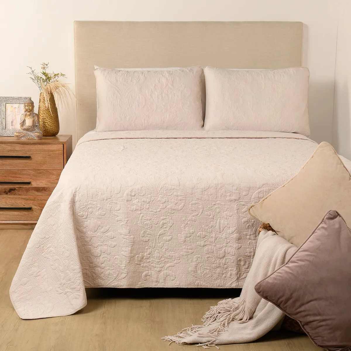 ROBERTA ALLEN - Cubrelecho Algodón Javiera Doble, Queen y King