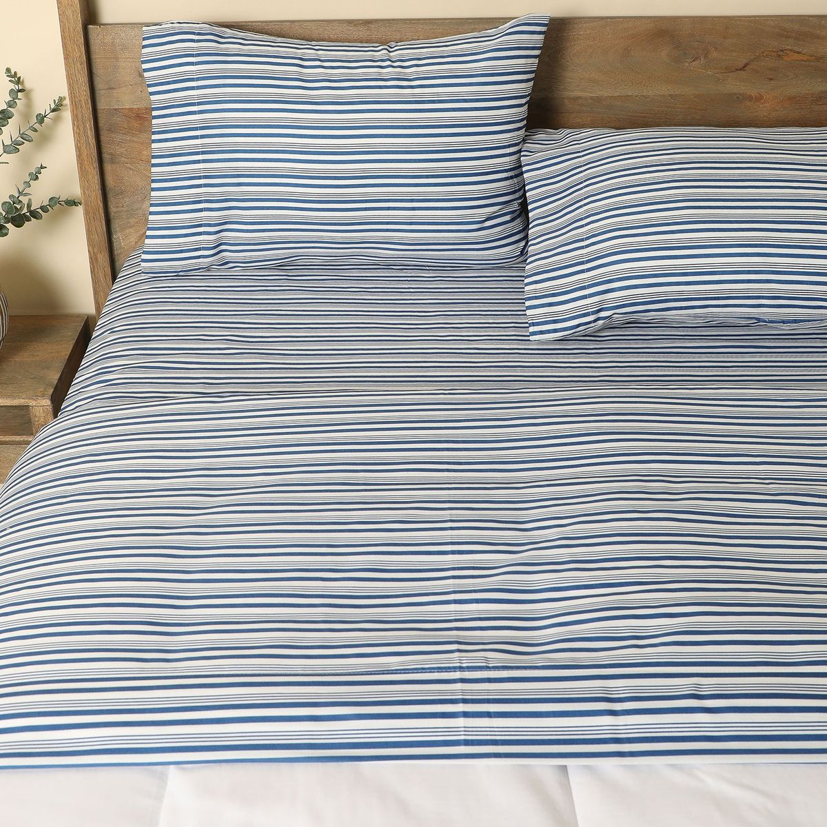 AMBIENTA - Sábanas Poliéster Navy Sencillo, Doble y Queen 